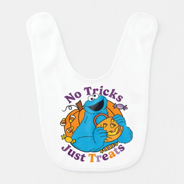 Cookie Monster | No Tricks Just Treats Baby Bib (Front)