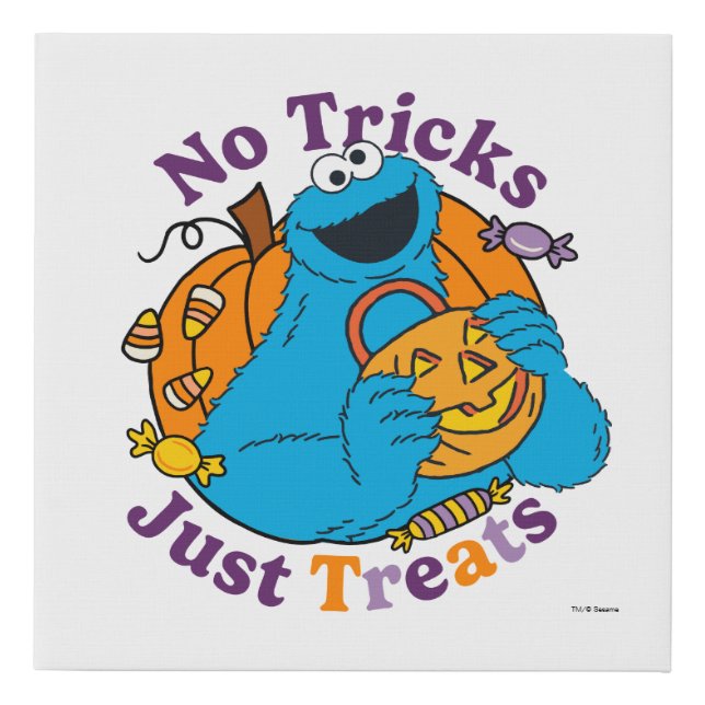 Cookie Monster | No Tricks Just Treats Faux Canvas Print (Front)