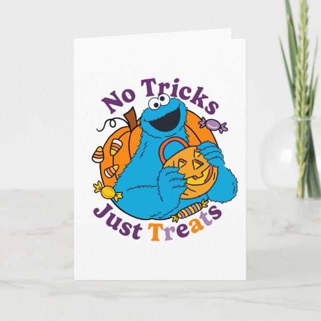 Cookie Monster | No Tricks Just Treats Holiday Card (Front)