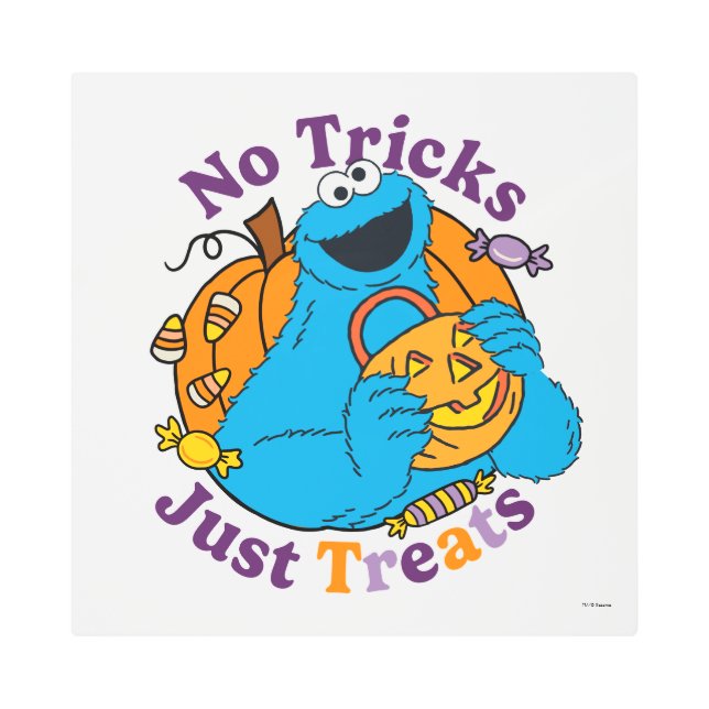Cookie Monster | No Tricks Just Treats Metal Print (Front)