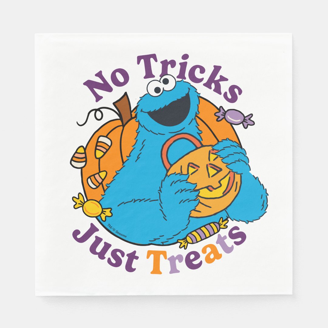 Cookie Monster | No Tricks Just Treats Napkins (Front)