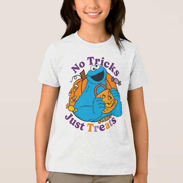 Cookie Monster | No Tricks Just Treats Tri-Blend Shirt (Front)