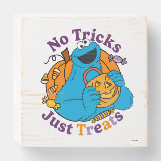 Cookie Monster | No Tricks Just Treats Wooden Box Sign