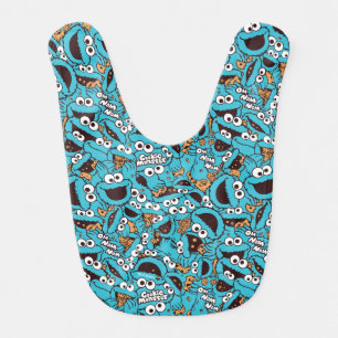 Cookie Monster Nom Nom Nom Pattern Baby Bib
