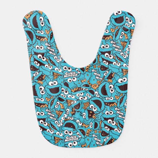 Cookie Monster | Nom Nom Nom Pattern Baby Bib (Front)