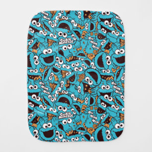 Cookie Monster   Nom Nom Nom Pattern Baby Burp Cloth