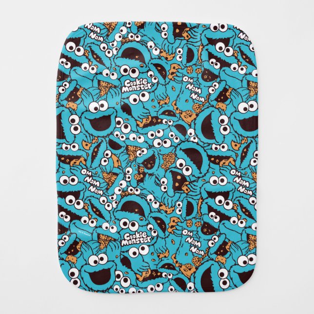Cookie Monster | Nom Nom Nom Pattern Baby Burp Cloth (Front)