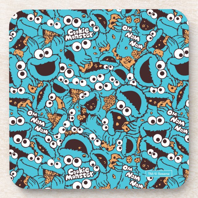 Cookie Monster | Nom Nom Nom Pattern Beverage Coaster (Front)