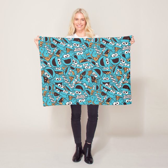Cookie Monster | Nom Nom Nom Pattern Fleece Blanket (In Situ)