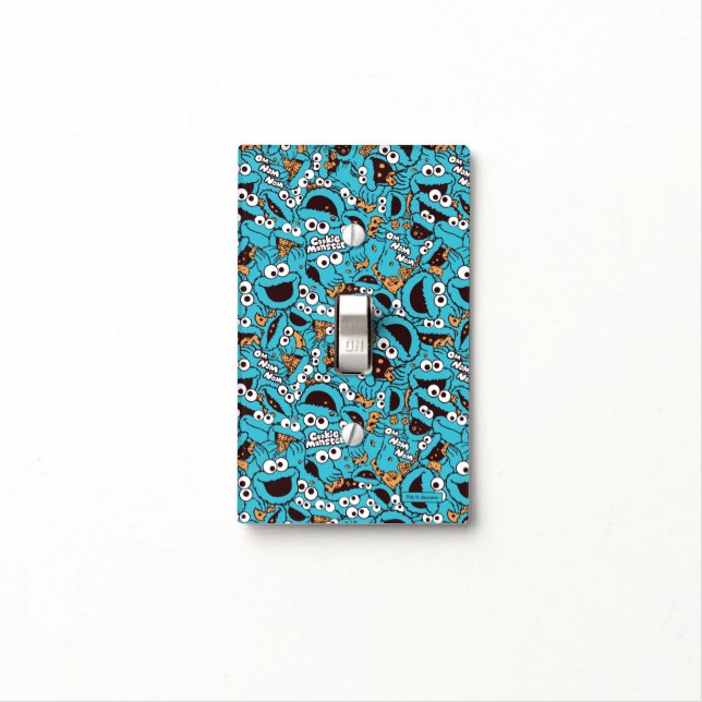 Cookie Monster | Nom Nom Nom Pattern Light Switch Cover (In Situ)