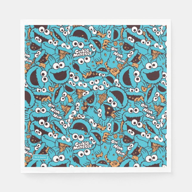 Cookie Monster | Nom Nom Nom Pattern Napkins (Front)