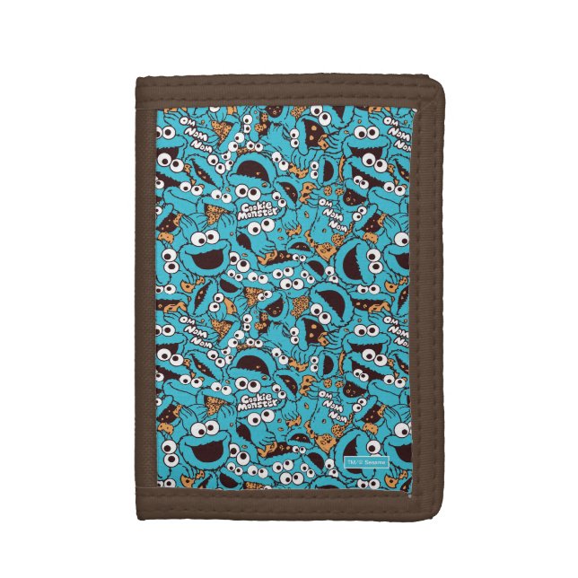 Cookie Monster | Nom Nom Nom Pattern Tri-fold Wallet (Front Vertical)