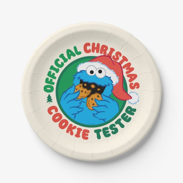 Cookie Monster | Official Christmas Cookie Tester Paper Plates (Front)