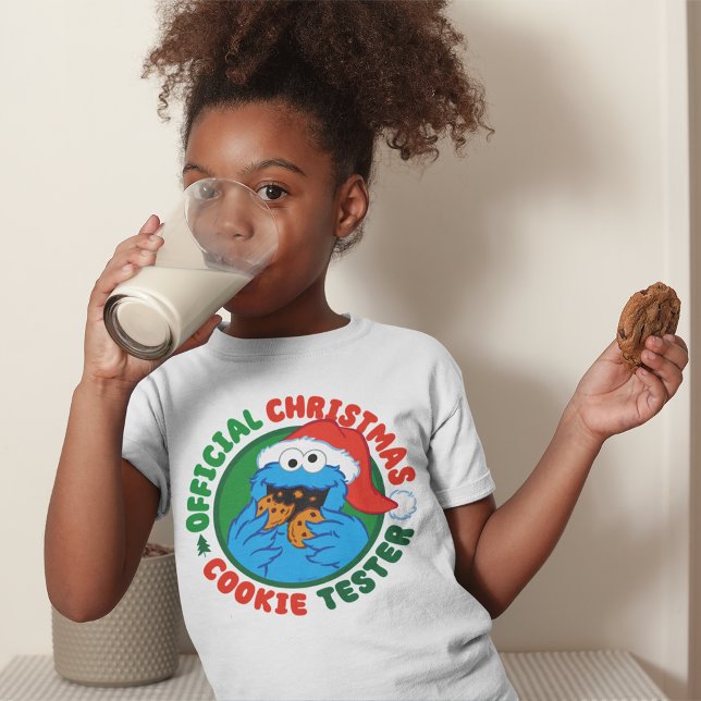 Cookie Monster | Official Christmas Cookie Tester T-Shirt (Kid wearing t-shirt)