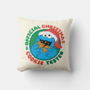 Cookie Monster Official Christmas Cookie Tester Throw Pillow