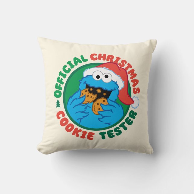 Cookie Monster | Official Christmas Cookie Tester Throw Pillow (Front)