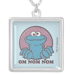 Cookie Monster Om Nom Nom Silver Plated Necklace