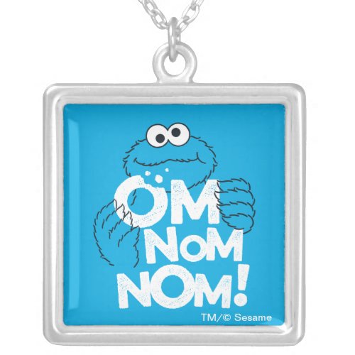 Cookie Monster  Om Nom Nom Silver Plated Necklace