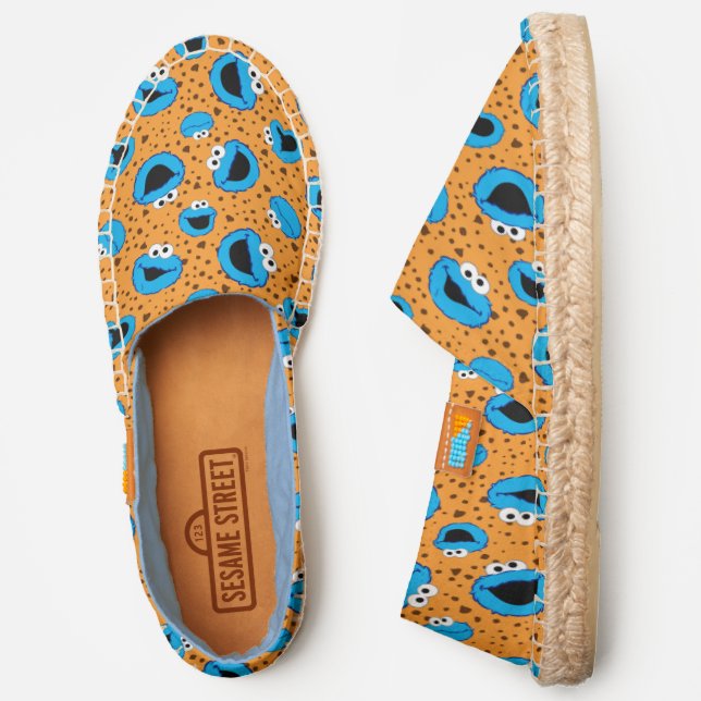 Cookie Monster on Cookie Pattern Espadrilles (Side)