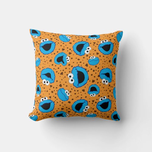 Cookie Monster on Cookie Pattern Throw Pillow