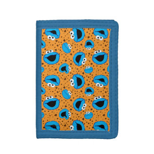 Cookie Monster on Cookie Pattern Tri-fold Wallet