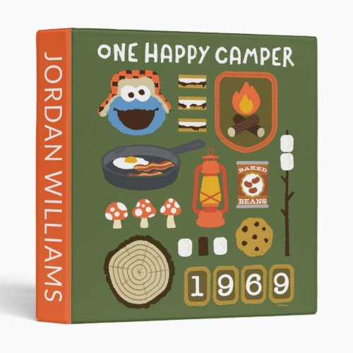 Cookie Monster  One Happy Camper 3 Ring Binder