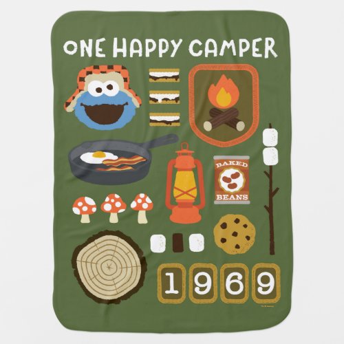 Cookie Monster  One Happy Camper Baby Blanket