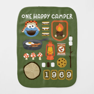 Cookie Monster One Happy Camper Baby Burp Cloth