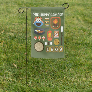 Cookie Monster One Happy Camper Garden Flag