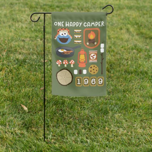 Cookie Monster  One Happy Camper Garden Flag