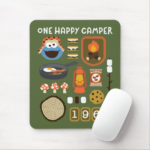 Cookie Monster  One Happy Camper Mouse Pad