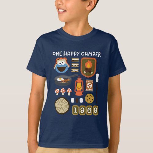 Cookie Monster  One Happy Camper T_Shirt