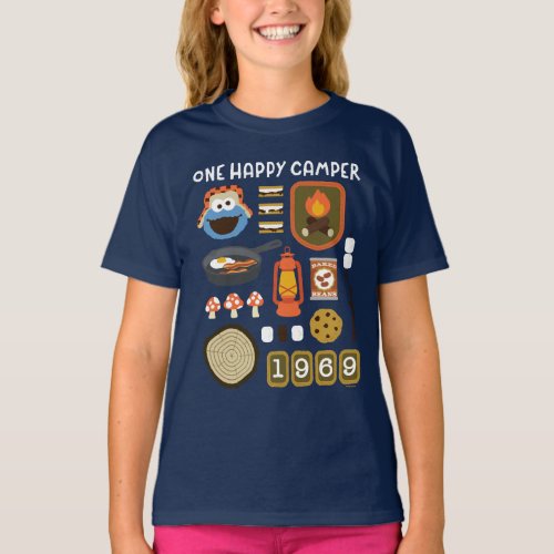 Cookie Monster  One Happy Camper T_Shirt