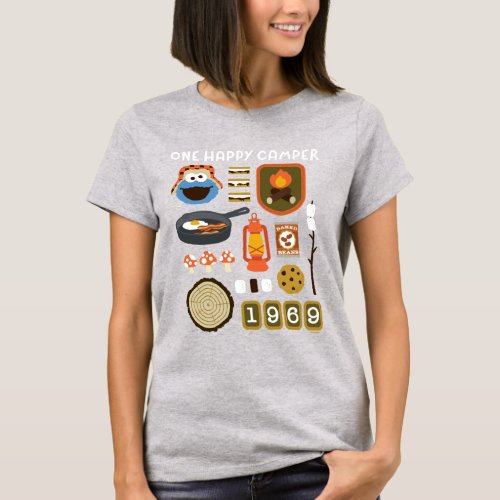 Cookie Monster  One Happy Camper T_Shirt