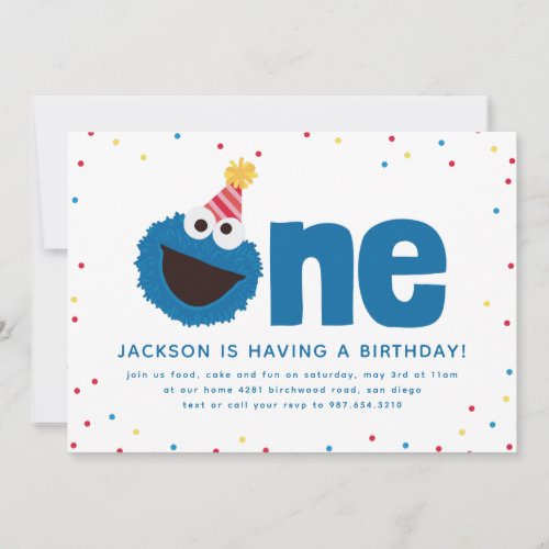 Cookie Monster One Invitation