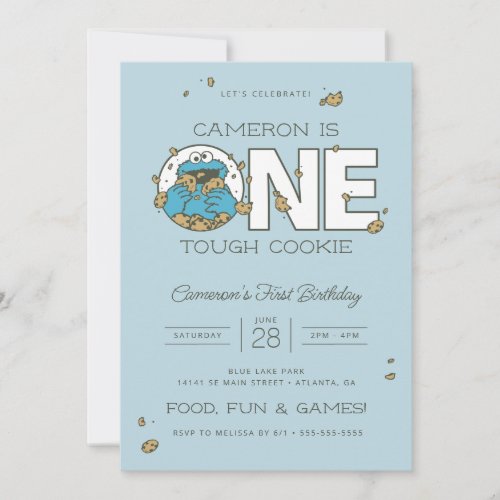 Cookie Monster  One Tough Cookie Birthday Invitation