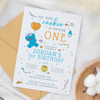 Cookie Monster | Our Little Cookie Is Turning One Invitation by SesameStreet at Zazzle
