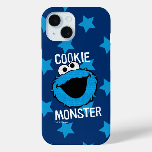 Cookie Monster Pattern Face iPhone 15 Case