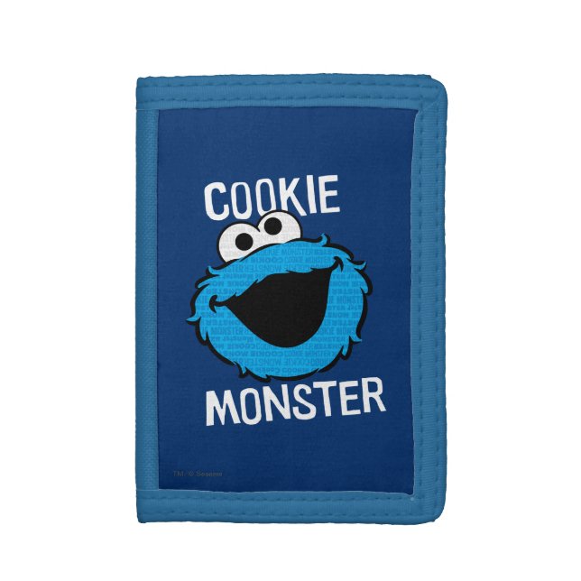 Cookie Monster Pattern Face Tri-fold Wallet (Front Vertical)