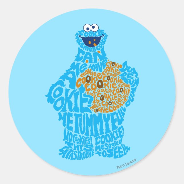 Cookie Monster Pattern Fill Classic Round Sticker (Front)
