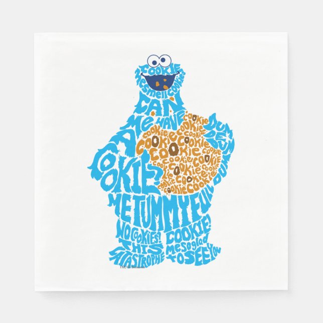Cookie Monster Pattern Fill Paper Napkins (Front)