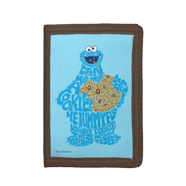 Cookie Monster Pattern Fill Tri-fold Wallet (Front Vertical)