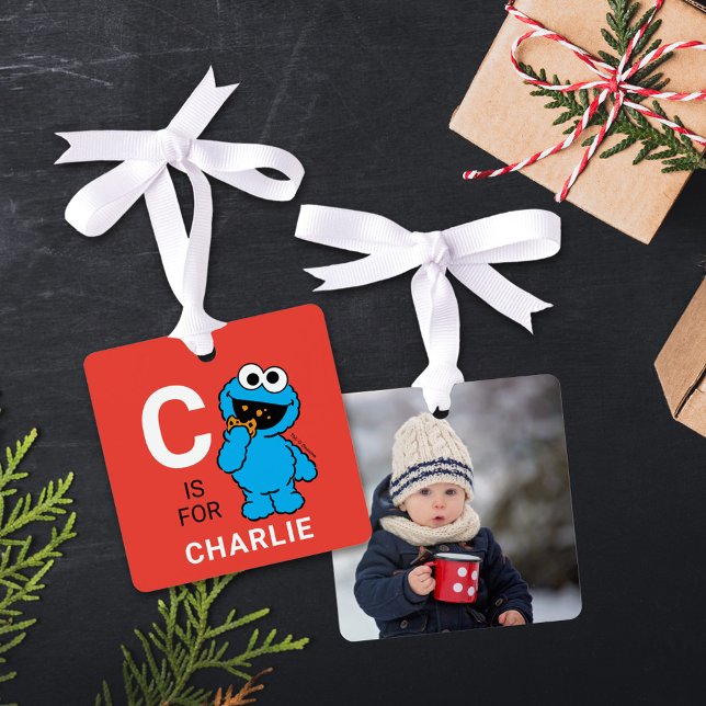 Cookie Monster | Personalized Name with Photo Metal Ornament (Creator Uploaded)