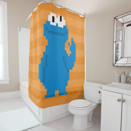 Cookie Monster Pixel Art Shower Curtain