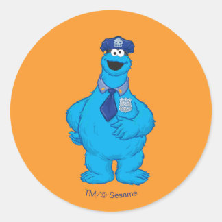 Cookie Monster | Police Officer Costume Classic Round Sticker