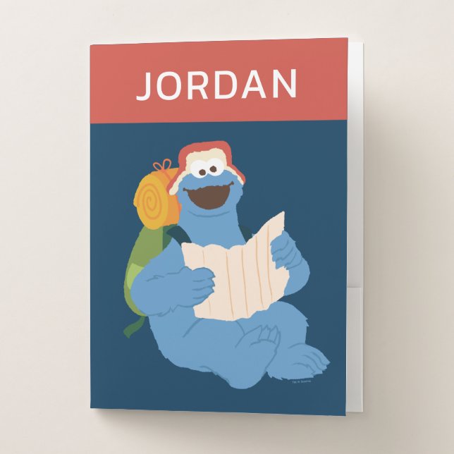 Cookie Monster Reading A Map | Add Your Name Pocket Folder (Front)
