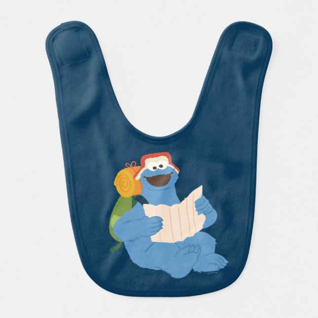 Cookie Monster Reading A Map Baby Bib (Front)