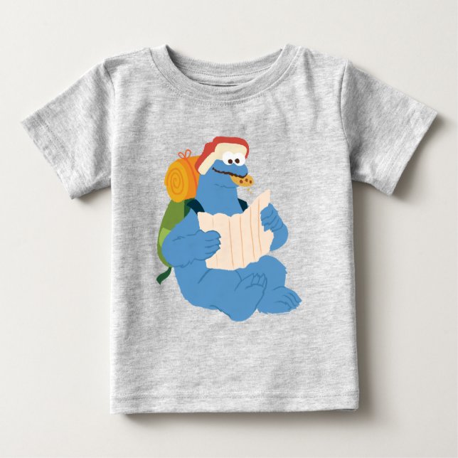 Cookie Monster Reading A Map Baby T-Shirt (Front)