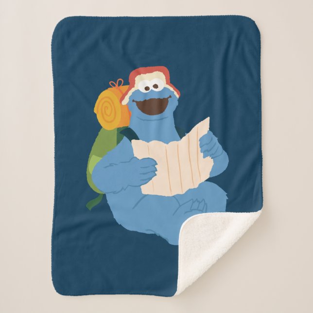 Cookie Monster Reading A Map Sherpa Blanket (Front)