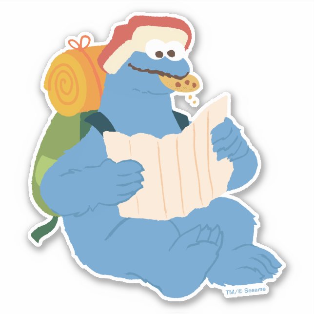 Cookie Monster Reading A Map Sticker (Front)